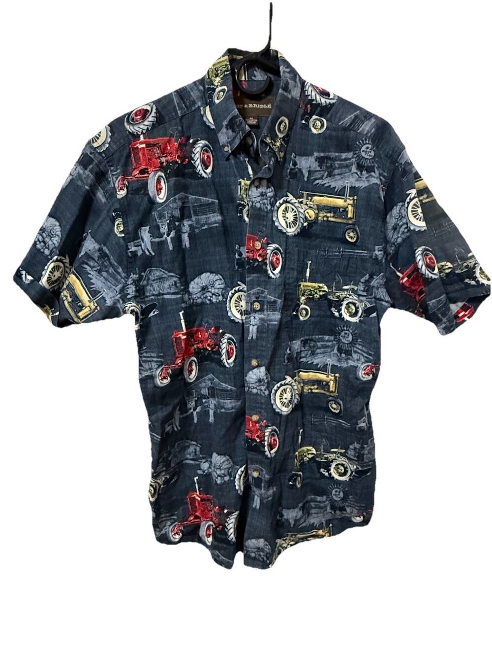 BRIT & BRIDLE Men’s Button Down Blue Farm Shirt Medium